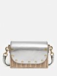 Jigsaw Straw Cross Body Box Bag, Silver