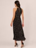 Adrianna Papell Pleated Midi Dress, Black/Ivory