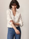 Mint Velvet Lace Bomber Jacket, White Ivory