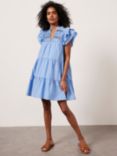 Mint Velvet Ruffle Detail Tiered Mini Dress, Blue