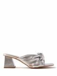 Mint Velvet Twisted Strap Block Heel Leather Mules, Grey Silver