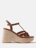 Mint Velvet Leather Espadrille Wedge Sandals, Brown