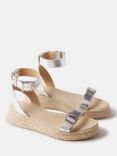 Mint Velvet Leather Espadrille Sandals, Grey Silver