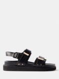 Mint Velvet Leather Flatform Sandals, Black