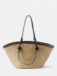 Mint Velvet Straw Basket Bag, Natural