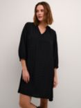KAFFE Alice 3/4 Sleeve A-Line Fit Mini Dress, Deep Black