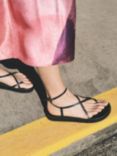 HUSH Thea Minimal Footbed Sandals, Black