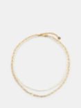 HUSH Hadley Hammered Pearl and Chain Necklace, Gold