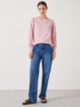 HUSH Emily Puff Sleeve Cotton Jersey Top, Bleached Mauve