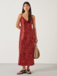 HUSH Leanne Slip Maxi Dress, Watercolour Red