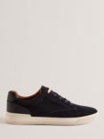 Ted Baker Brentfd Textured Leather Low Top Trainers, Navy