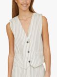 Sisters Point Onea Striped Slim Fit Vest, Cream/Navy