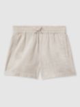 Reiss Kids' Acen Linen Shorts, Stone