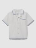 Reiss Kids' Vitan Linen Cuban Short Sleeve Shirt