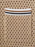 Reiss Kids' Coulson Crochet Contrast Trim Shirt, Soft Taupe