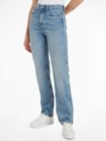 Calvin Klein High Rise Straight Leg Jeans, Light Blue