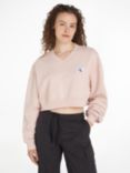 Calvin Klein Cropped V-Neck Sweatshirt, Sepia Rose