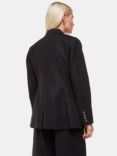 Whistles Petite Lindsey Linen Blend Double Breasted Blazer, Black