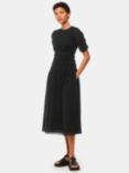 Whistles Avery Smocked Midi Dress, Black