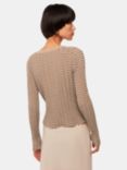 Whistles Carla Wide Rib Cardigan, Camel/Black