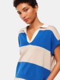 Whistles Lyla Striped Knitted Polo Top, Blue/Multi