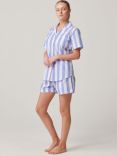British Boxers Crisp Cotton Short Pyjama Set, Boat Blue Stripe