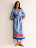 Boden Linen Blend Notch Neck Maxi Dress, Blue/Multi