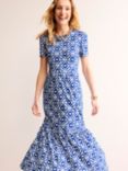 Boden Emma Wave Print Tiered Midi Jersey Dress, Surf The Web