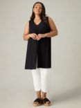 Live Unlimited Curve Split Front Tunic Top, Black