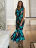 Gina Bacconi Ariel Sleeveless Shirt Maxi Dress, Navy/Multi