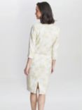 Gina Bacconi Lindsay Floral Jacquard Pearl Trim Dress & Jacket, Yellow/Gold