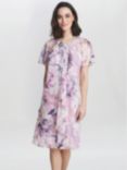 Gina Bacconi Erika Embellished Knee Length Dress, Lilac/Multi