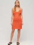 Superdry Crochet Cami Mini Dress, Hot Coral