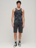 Superdry Vintage Overdyed Feather Print Vest, Eclipse Navy