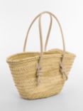 Mango Sabina Woven Palm Leaf Basket Bag, Natural