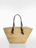 Mango Sabina Large Woven Palm Leaf Basket Bag, Dark Brown