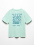 Mango Kids' Newlife Embossed T-Shirt, Turquoise Aqua