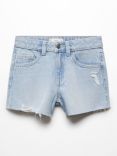 Mango Kids' Isa Frayed Denim Shorts