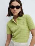Mango Mosi Knitted Short Sleeve Polo Top, Lime