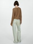 Mango Tierra Flared Sleeve Linen Blend Jumper, Tan