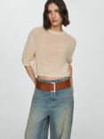 Mango Vietnam Open Knit Jumper, Beige