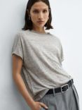 Mango Lint Linen T-Shirt, Lt Pastel Grey