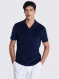 Moss Terry Towelling Skipper Polo Shirt, Navy