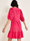 Monsoon Skye Shiffley Broderie Detail Mini Dress, Pink