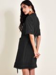 Monsoon Amelia Crochet Shirt Dress, Black