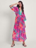 Monsoon Aura Feather Maxi Dress, Pink