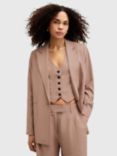 AllSaints Deri Lyn Linen Blend Blazer, Doe Brown