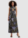 AllSaints Kaya Batu Floral Maxi Dress, Deep Khaki/Multi