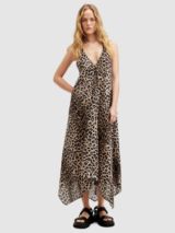 AllSaints Lil Leopard Print Midi Dress, Leopard Brown