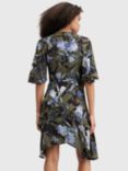 AllSaints Meagan Batu Floral Print Ruffle Wrap Dress, Khaki/Multi
